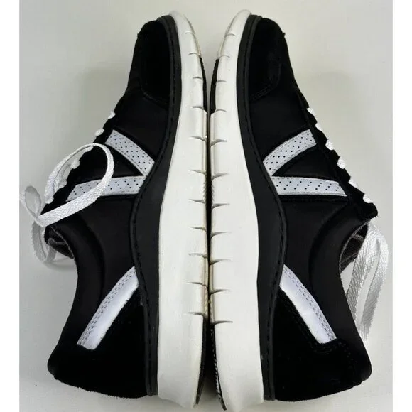 Vionic Nana Walking Shoes Sneakers Women’s 6 Black White Satin Suede Lace up - Picture 4 of 10